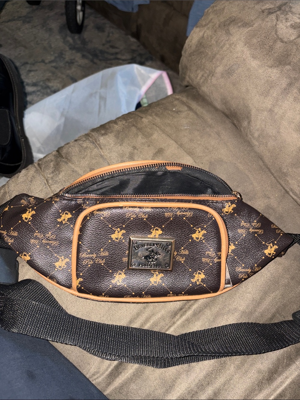 Beverly Hills Polo Club Black and Brown Logo Belt Bag